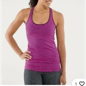 Lululemon Womens Tank Top 6 Pink Purple Striped Racerback Gio Light Yoga Pilates